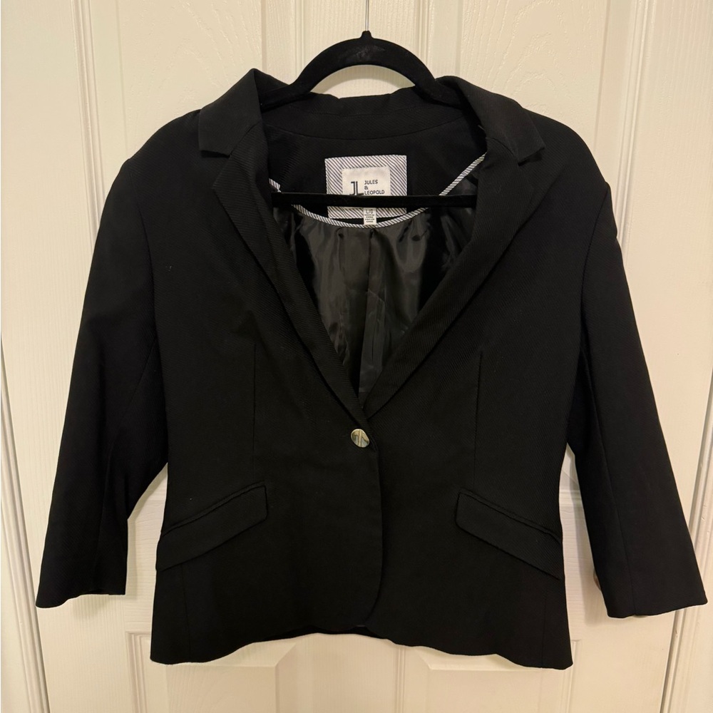 Jules & Leopold Black Blazer with Cropped Sleeves